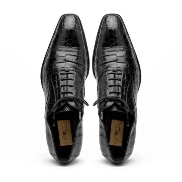 Clearance Caporicci 1114 Alligator Oxfords Black