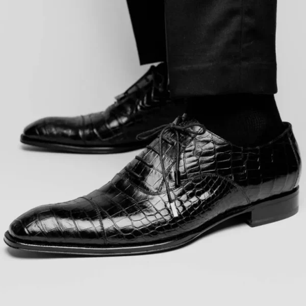 Clearance Caporicci 1114 Alligator Oxfords Black