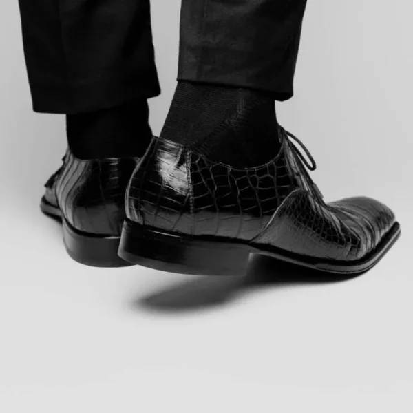 Clearance Caporicci 1114 Alligator Oxfords Black
