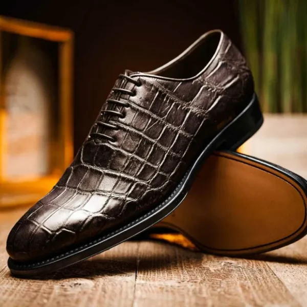 caporicci__alligator_oxfo_7-10.webp Best Sale Caporicci 5952 Alligator Oxfords Dark Brown Size 9 DarkBrown