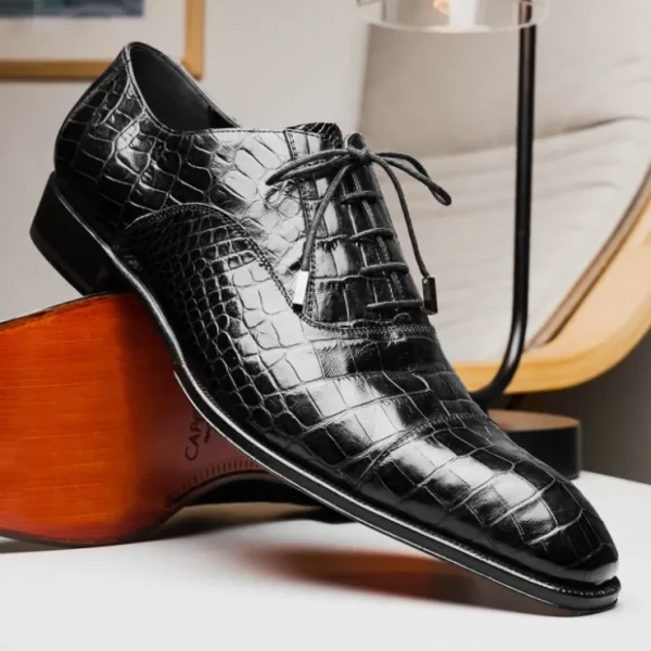 Clearance Caporicci 1114 Alligator Oxfords Black