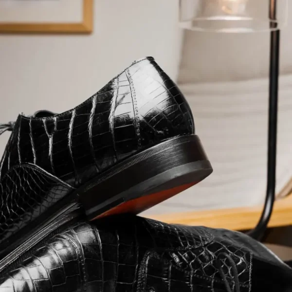 Clearance Caporicci 1114 Alligator Oxfords Black