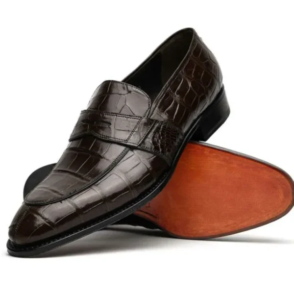 caporicci__alligator_penn_1.webp Store Caporicci 1208 Alligator Penny Loafers Brown DarkBrown