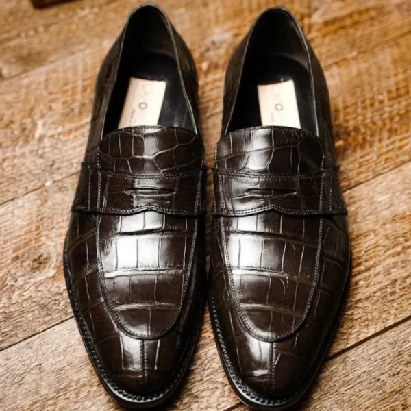 caporicci__alligator_penn_10.webp Store Caporicci 1208 Alligator Penny Loafers Brown DarkBrown
