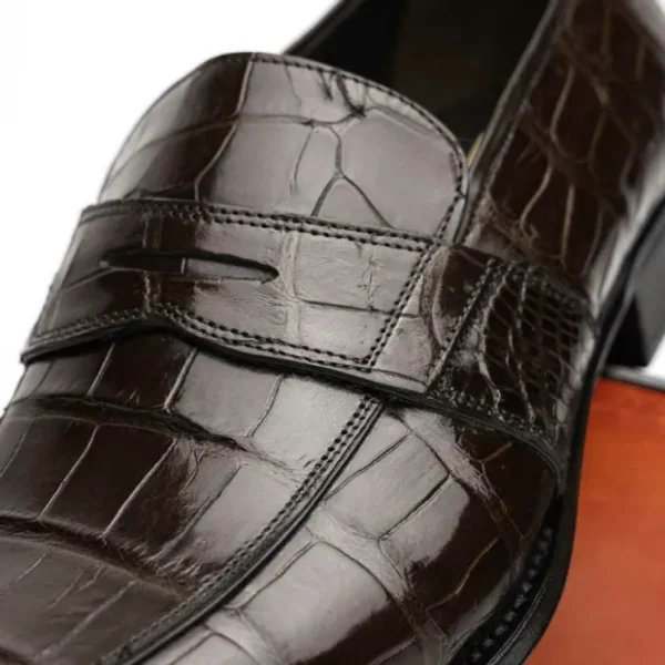 caporicci__alligator_penn_2.webp Store Caporicci 1208 Alligator Penny Loafers Brown DarkBrown