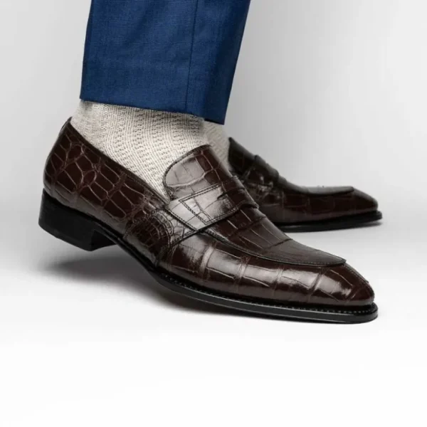 caporicci__alligator_penn_5.webp Store Caporicci 1208 Alligator Penny Loafers Brown DarkBrown
