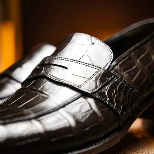 caporicci__alligator_penn_8.webp Store Caporicci 1208 Alligator Penny Loafers Brown DarkBrown