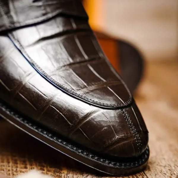 caporicci__alligator_penn_9.webp Store Caporicci 1208 Alligator Penny Loafers Brown DarkBrown