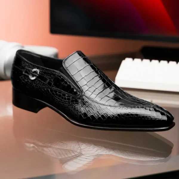 caporicci__alligator_spli_6.webp Hot Caporicci 203 Alligator Split Toe Loafers Black