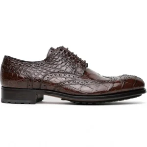 Online Caporicci 3318 Alligator Wingtip Shoes Castagno Burgundy