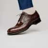 Online Caporicci 3318 Alligator Wingtip Shoes Castagno Burgundy