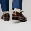 Online Caporicci 3318 Alligator Wingtip Shoes Castagno Burgundy