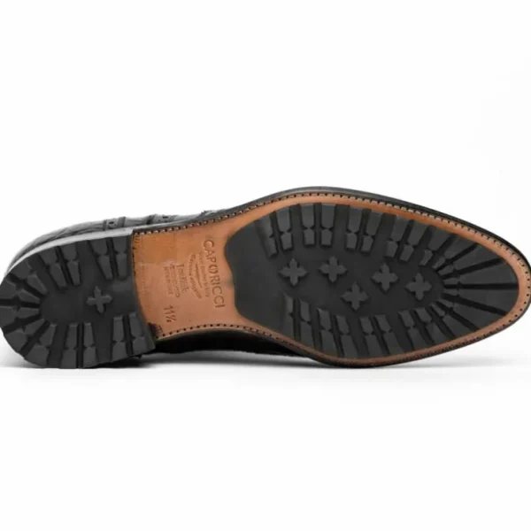 Best Sale Caporicci 3318 Alligator Wingtip Shoes Black