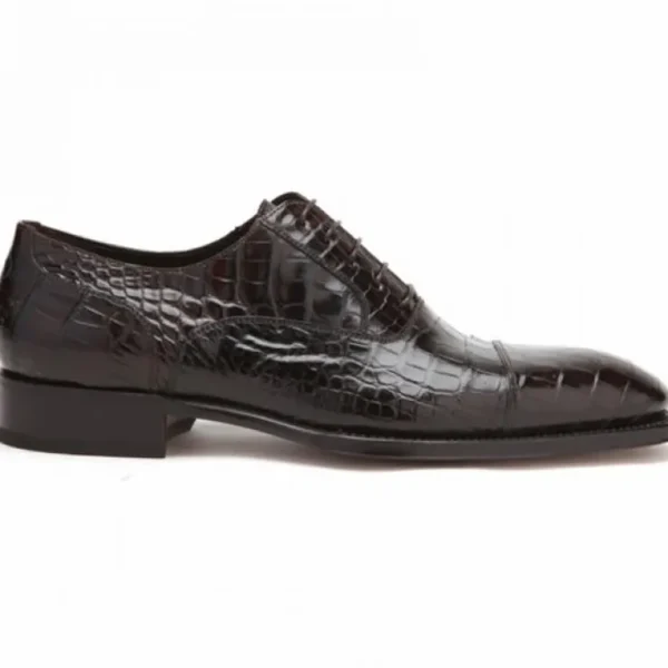 caporicci__genuine_alliga_0-4.webp Outlet Caporicci 1102 Genuine Alligator Cap Toe Shoes Dark Brown DarkBrown