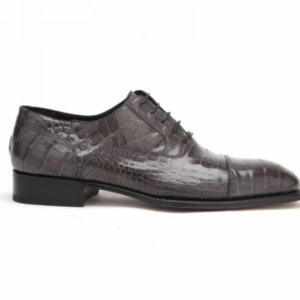 caporicci__genuine_alliga_1-2.webp Hot Caporicci 1102 Genuine Alligator Cap Toe Shoes Gray
