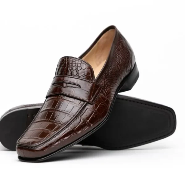 caporicci__genuine_alliga_1-3.webp New Caporicci 9961 Genuine Alligator Penny Loafers Brown DarkBrown