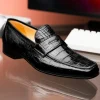 Cheap Caporicci 9961 Genuine Alligator Penny Loafers Size 9 Black