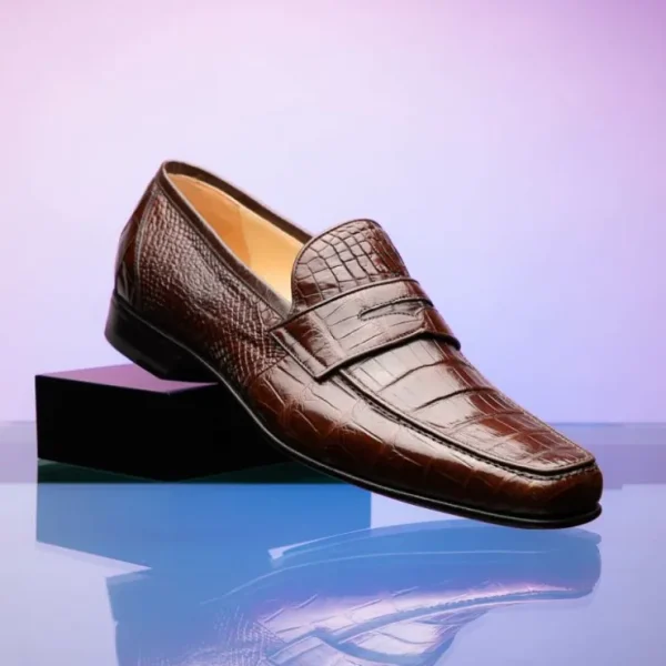 caporicci__genuine_alliga_11.webp New Caporicci 9961 Genuine Alligator Penny Loafers Brown DarkBrown