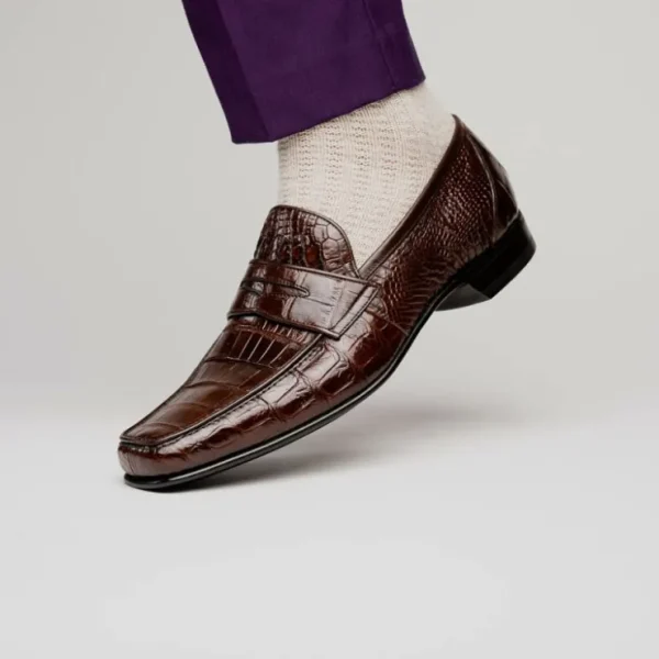 caporicci__genuine_alliga_13.webp New Caporicci 9961 Genuine Alligator Penny Loafers Brown DarkBrown