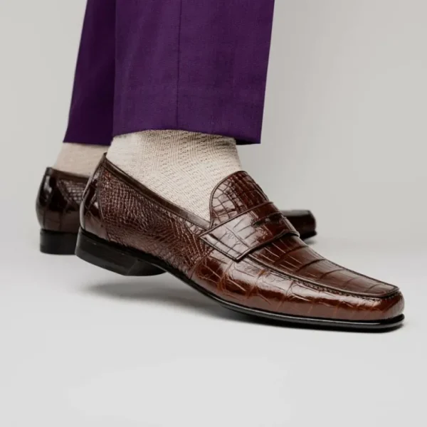 caporicci__genuine_alliga_14.webp New Caporicci 9961 Genuine Alligator Penny Loafers Brown DarkBrown