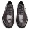 Hot Caporicci 1102 Genuine Alligator Cap Toe Shoes Gray