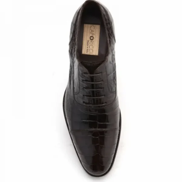 caporicci__genuine_alliga_2-3.webp Outlet Caporicci 1102 Genuine Alligator Cap Toe Shoes Dark Brown DarkBrown
