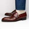 Cheap Caporicci 1208 Genuine Alligator Apron Toe Penny Loafers Sport Rust Gold