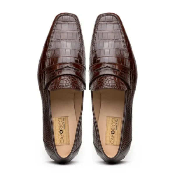 caporicci__genuine_alliga_4.webp New Caporicci 9961 Genuine Alligator Penny Loafers Brown DarkBrown