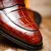Outlet Caporicci 1208 Genuine Alligator Apron Toe Penny Loafers Gold