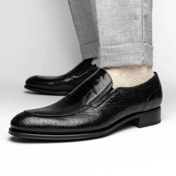 caporicci__ostrich_amp_pe_4-1.webp Clearance Caporicci 3324 Ostrich & Peccary Loafers Black