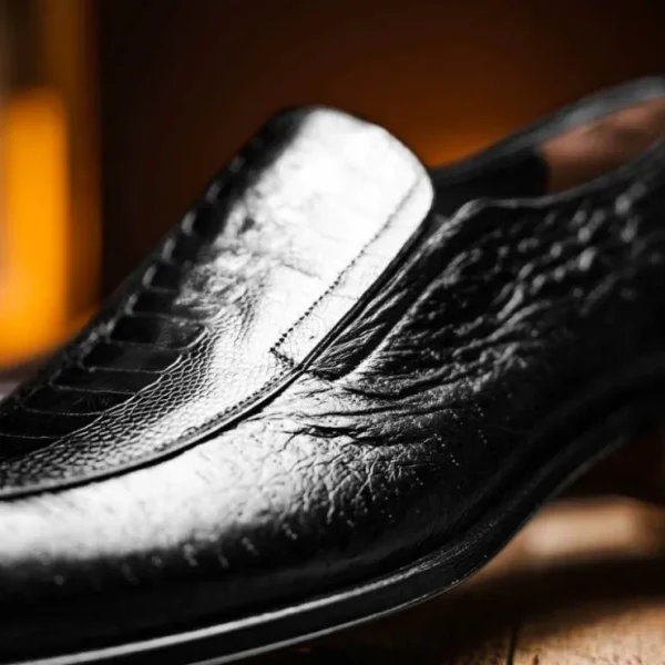 caporicci__ostrich_amp_pe_9-1.webp Clearance Caporicci 3324 Ostrich & Peccary Loafers Black