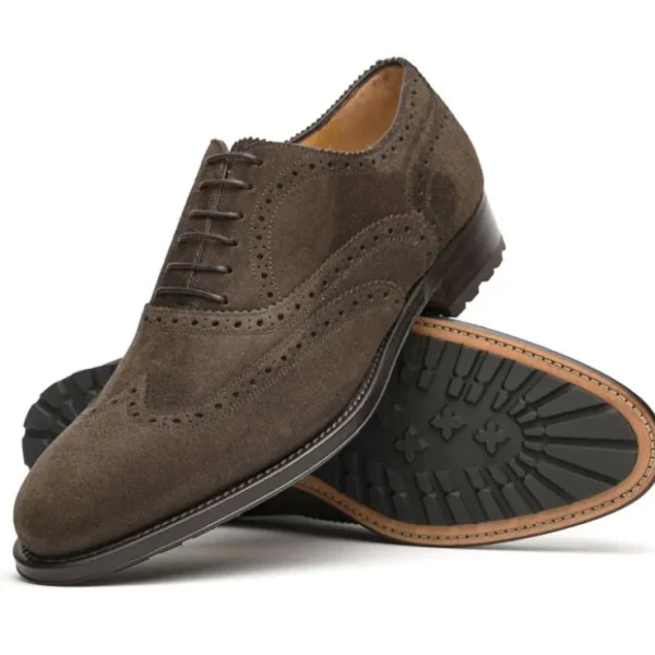 Outlet Caporicci 921 Suede Wingtip Oxfords Dark Brown DarkBrown