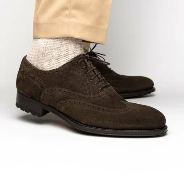 Outlet Caporicci 921 Suede Wingtip Oxfords Dark Brown DarkBrown
