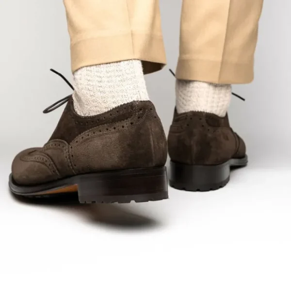 Outlet Caporicci 921 Suede Wingtip Oxfords Dark Brown DarkBrown