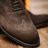 Outlet Caporicci 921 Suede Wingtip Oxfords Dark Brown DarkBrown