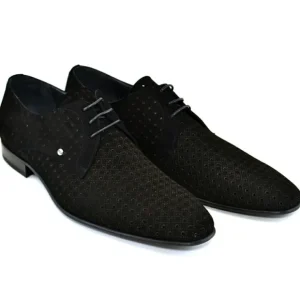 Cheap Corrente C147 2414 Nubak Perforated Lace Up Shoes Black