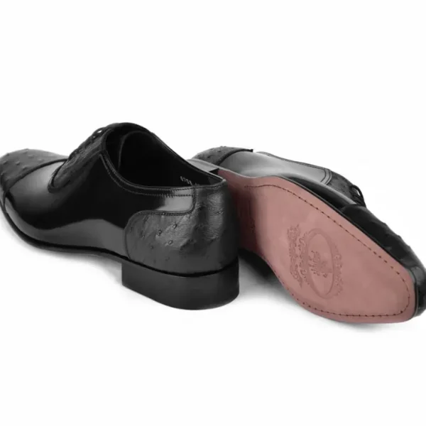 corrente_c_cap_toe_ostric_2.webp Outlet Corrente C0001301-6708 Cap Toe Ostrich Oxfords Black