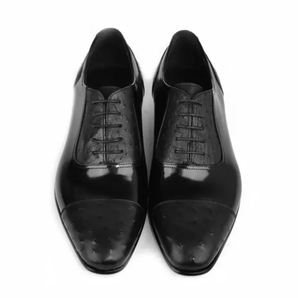 corrente_c_cap_toe_ostric_3.webp Outlet Corrente C0001301-6708 Cap Toe Ostrich Oxfords Black