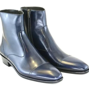 Online Corrente C190-1547 Cap Toe Side Zipper Boots Navy