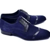 Clearance Corrente C001404-2432 Cap-toe Suede / Lizard Shoes Navy