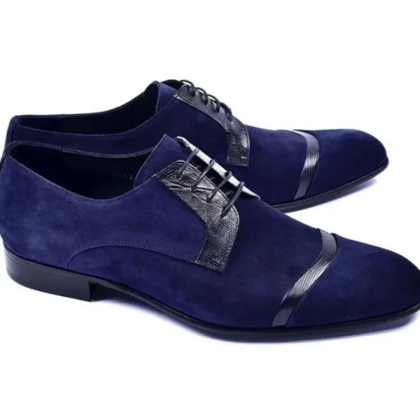 corrente_c_captoe_suede___1-1.webp Clearance Corrente C001404-2432 Cap-toe Suede / Lizard Shoes Navy