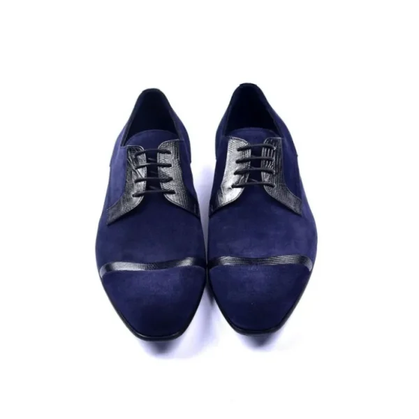 corrente_c_captoe_suede___3.webp Clearance Corrente C001404-2432 Cap-toe Suede / Lizard Shoes Navy