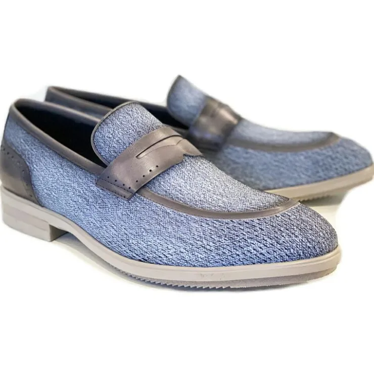 Shop Corrente C0018-5496 Contrast Penny Loafers Jeans