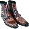 Flash Sale Corrente C2034-4604 Croc Print Zipper Side Buckle Boots Cognac