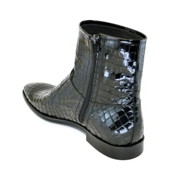corrente_c_croc_print_zip_1.webp Best Corrente C2033-4604 Croc Print Zipper Side Buckle Boots Black