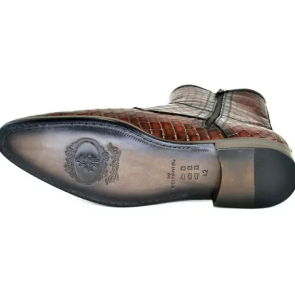 corrente_c_croc_print_zip_2-1.webp Flash Sale Corrente C2034-4604 Croc Print Zipper Side Buckle Boots Cognac