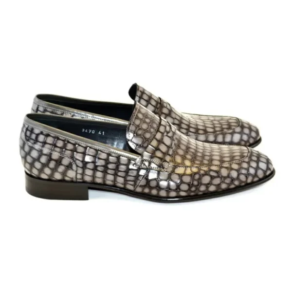 corrente_c_croco_leather__1.webp Online Corrente C017-3470 Croco Leather Loafer Shoes Grey