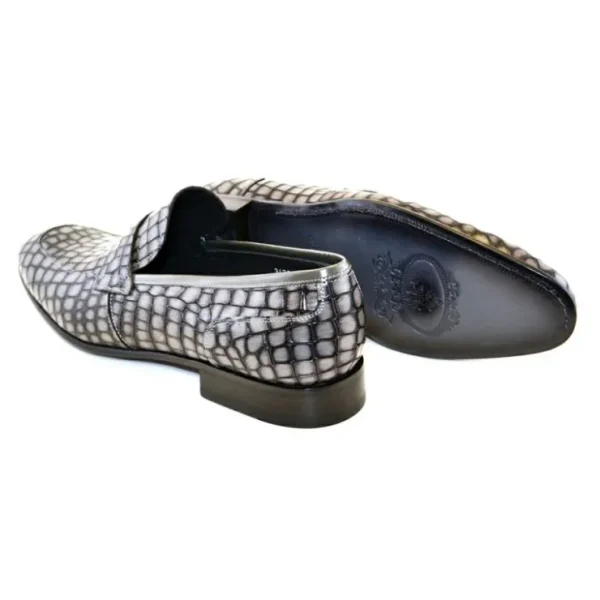 corrente_c_croco_leather__2.webp Online Corrente C017-3470 Croco Leather Loafer Shoes Grey