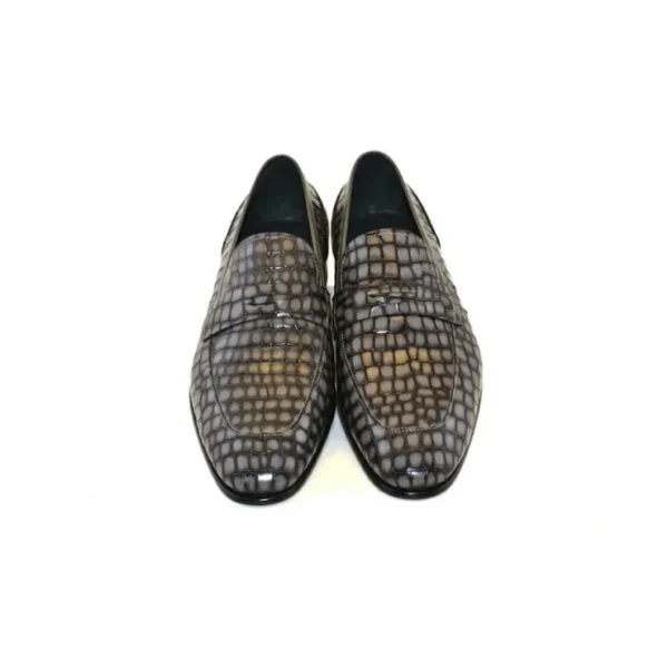 corrente_c_croco_leather__3.webp Online Corrente C017-3470 Croco Leather Loafer Shoes Grey