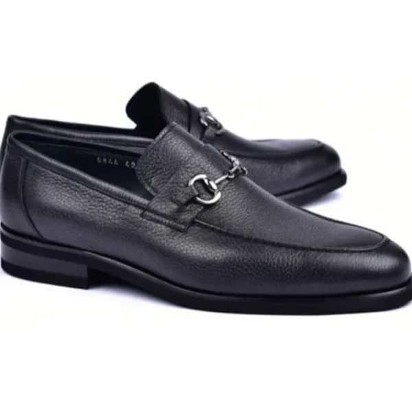corrente_c_deerskin_buckl_0.webp Hot Corrente C001103-5844 Deerskin Buckle Loafers Black